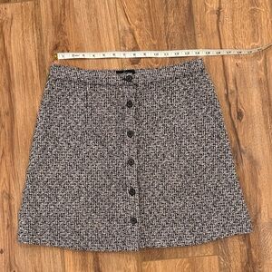 Soprano Black and White Button-Front A-Line Skirt